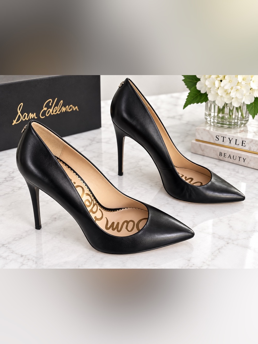Sam Edelman Danna Black Leather Pointed Toe Stiletto Pumps 10.5 NIB